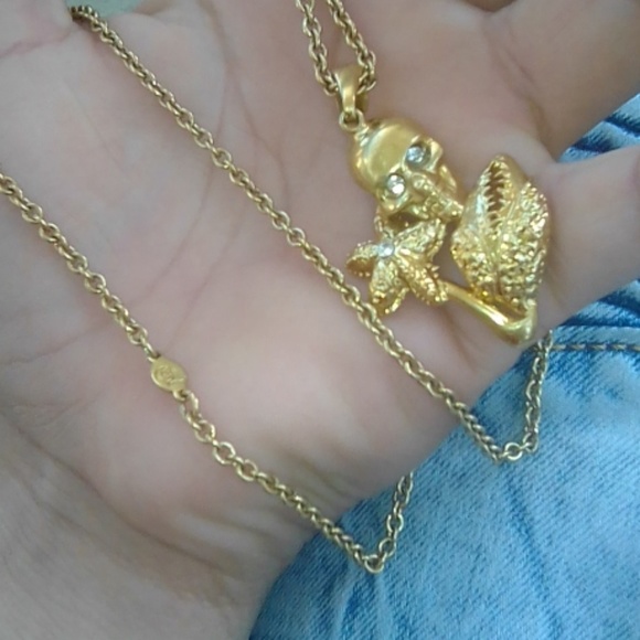 Alexander McQueen Gold RARE goldtone Skull Pendant